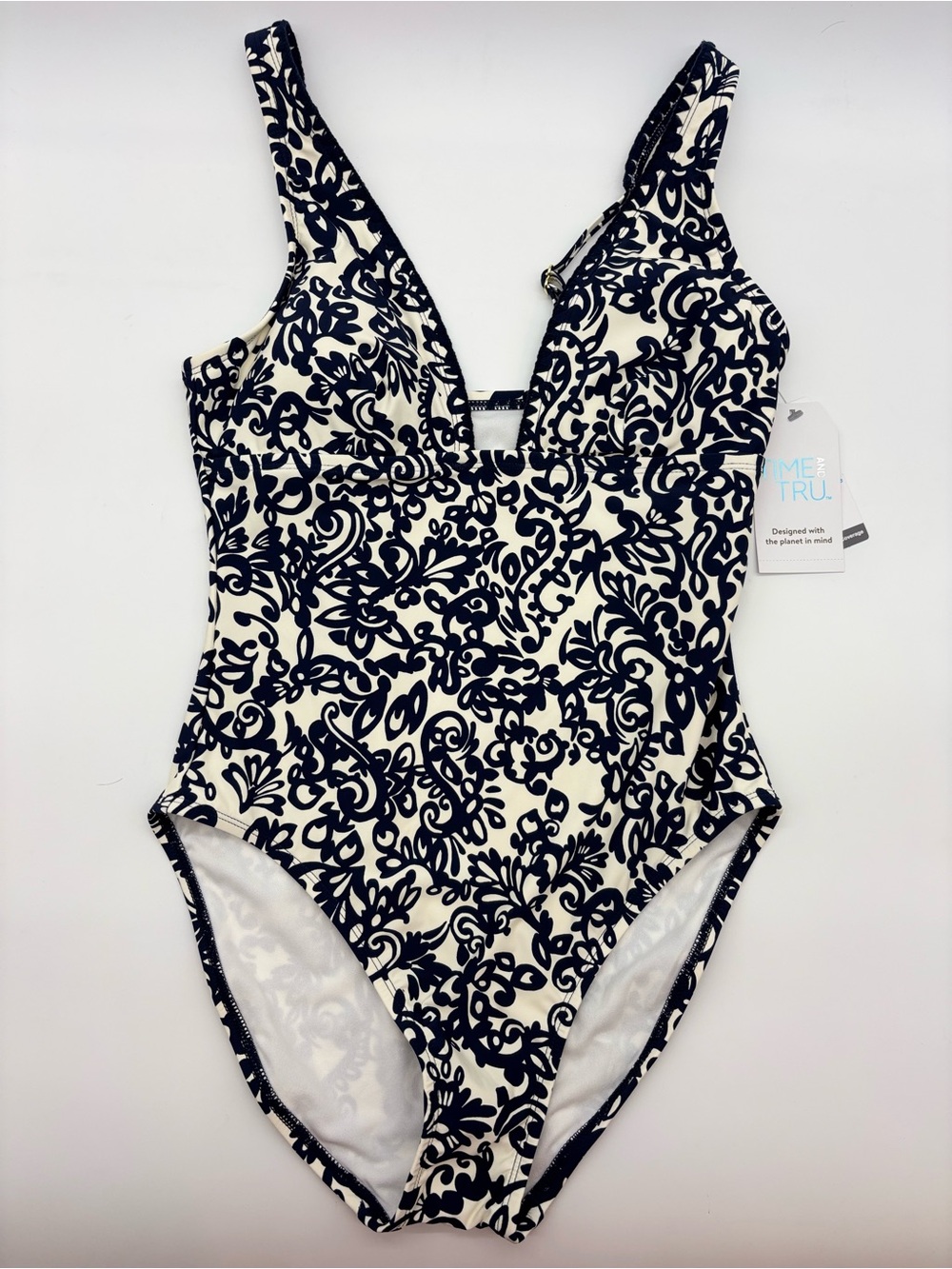George Navy Blue and White Floral-Print Women’s One-Piece Swimsuit